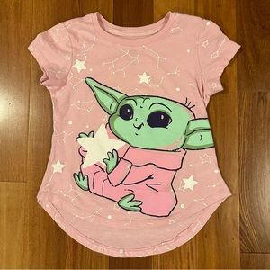 Girls Star Wars Baby Yoda short sleeve shirt Sz 7 - Like New!